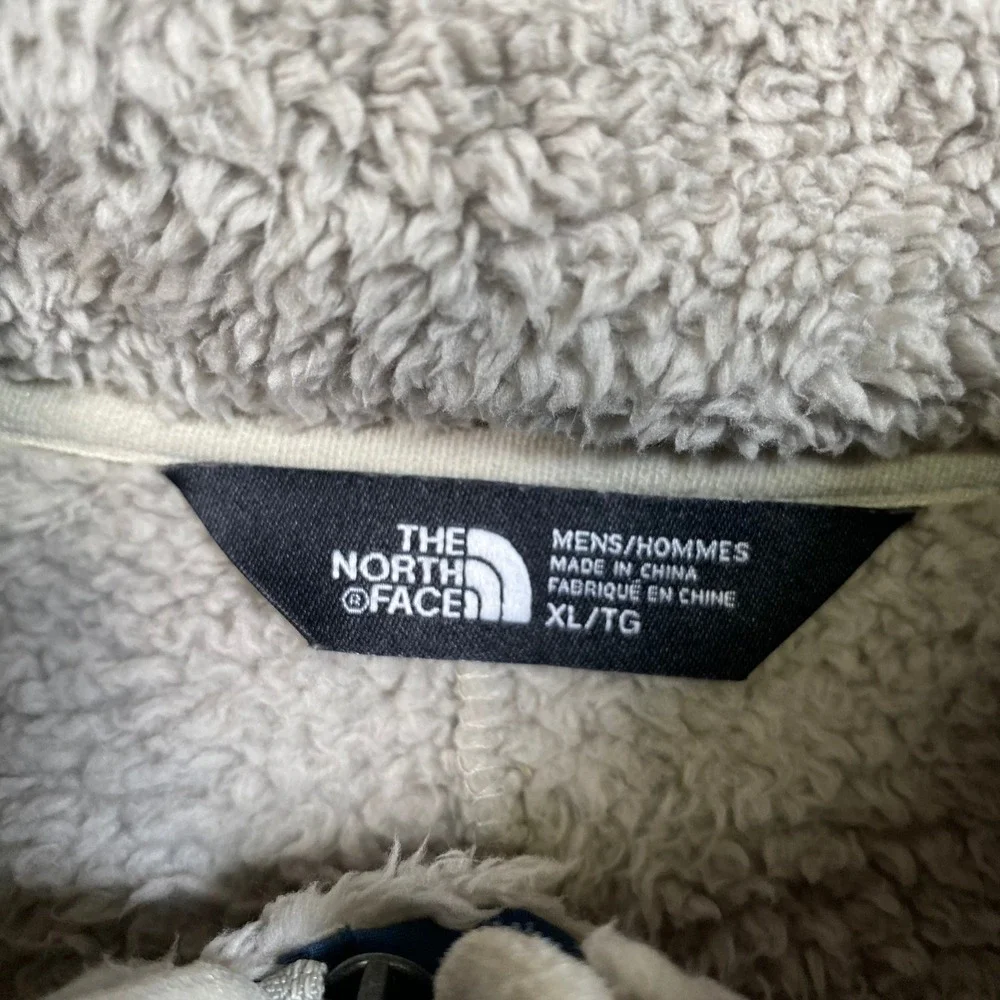 The North Face Mens Campshire Sherpa Fleece Vest Beige Navy Blue XL NF0A39NO